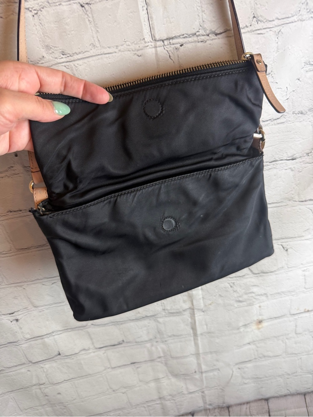 Kate Spade Black Foldover Crossbody Bag Nylon & Leather 9x6 - Picture 5 of 11